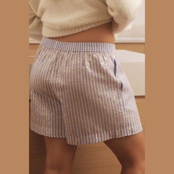 NEW Sizes M, L Anthropologie The Wren Boxer Shorts: Sequin Edition - Light Blue - Picture 6 of 6
